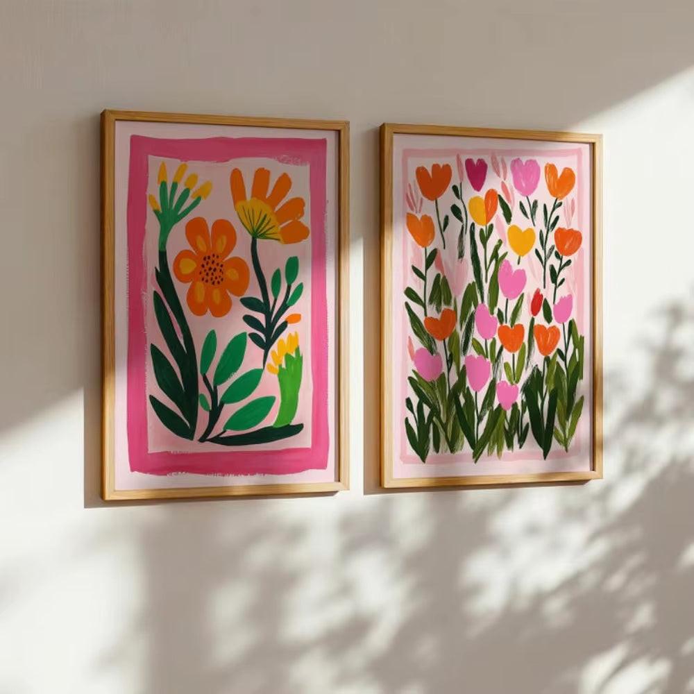 1/2Pcs Wildflower Floral Bouquet Botanical Abstract Canvas Print Poster Modern Aesthetic Art Prints Home Decor Wall Art Posters