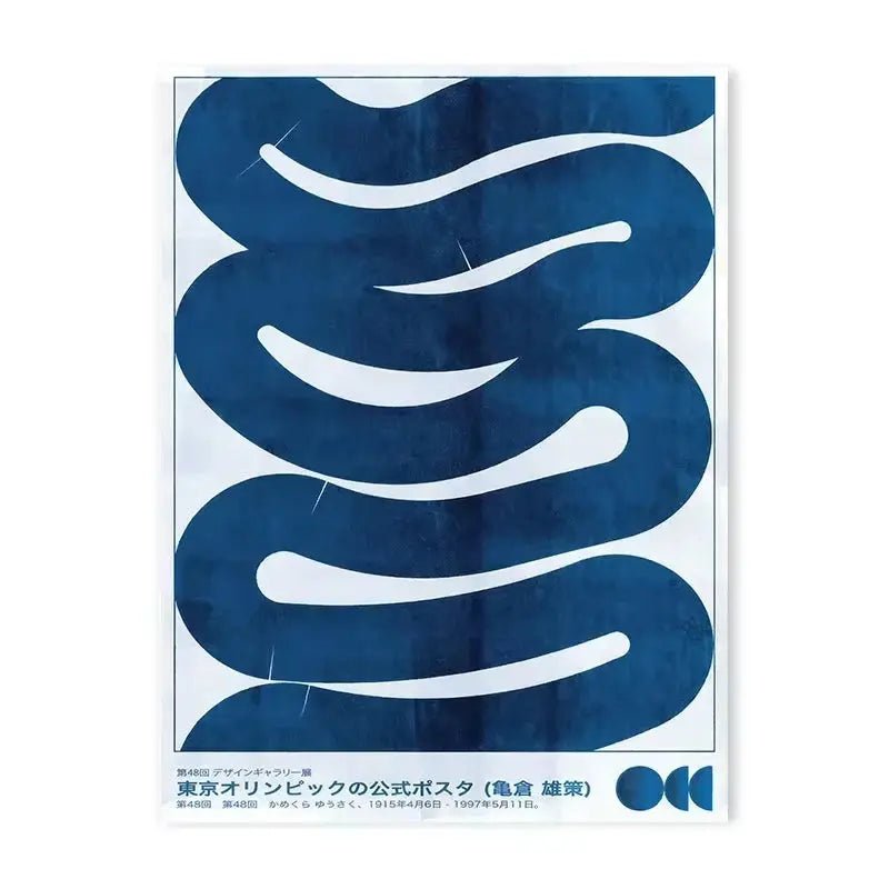 Affiche Japanese Vintage Abstract Blue Waves