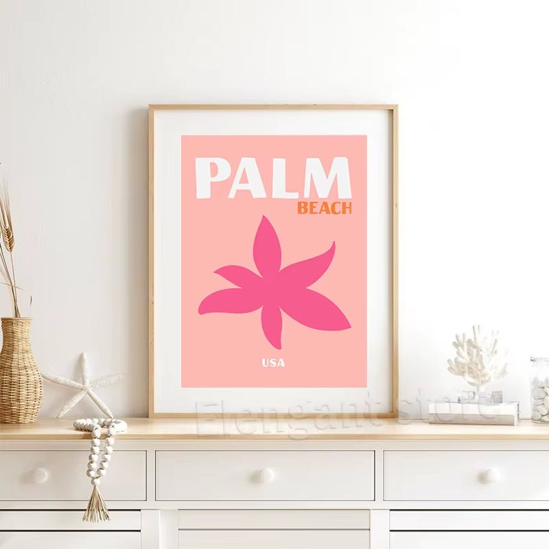 Preppy Color Travel Posters Miami Bondi Palms Ibiza Mykonos Capry Art Print Minimalist Nordic Canvas Painting Living Room Decor